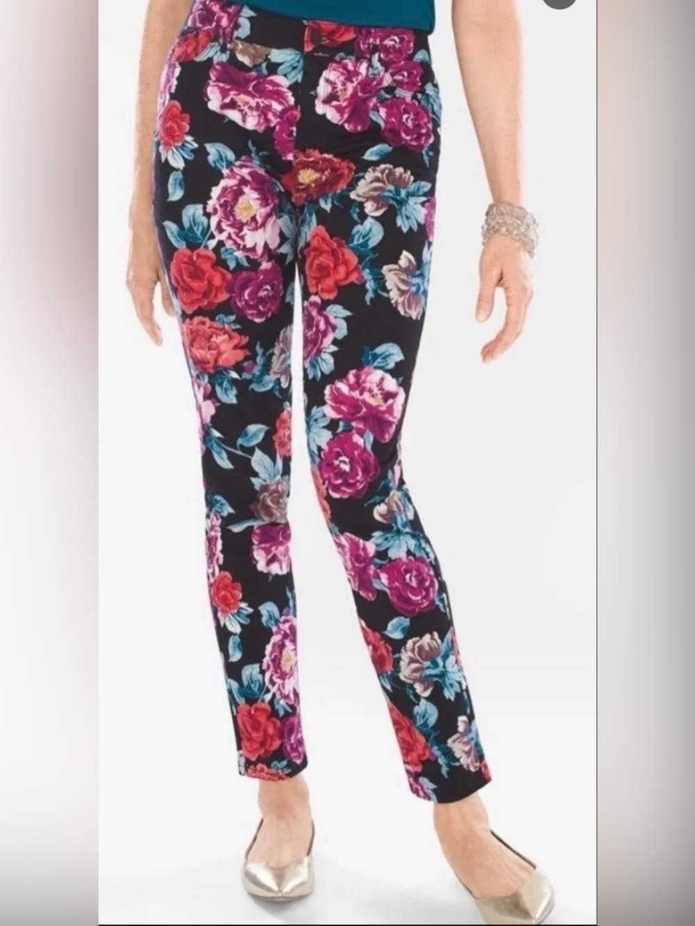 Chico’s Floral Jeggings Size 6 petite